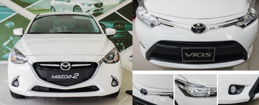 So sánh xe Mazda2 2018 và Toyota Vios 2018 về đầu xe 