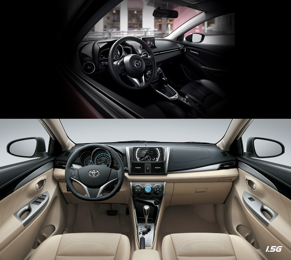 So sánh xe Mazda2 2018 và Toyota Vios 2018 về khoang cabin