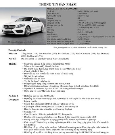 Thông số kỹ thuật Mercedes-Benz C300 AMG Thông số kỹ thuật Mercedes-Benz C300 AMG.